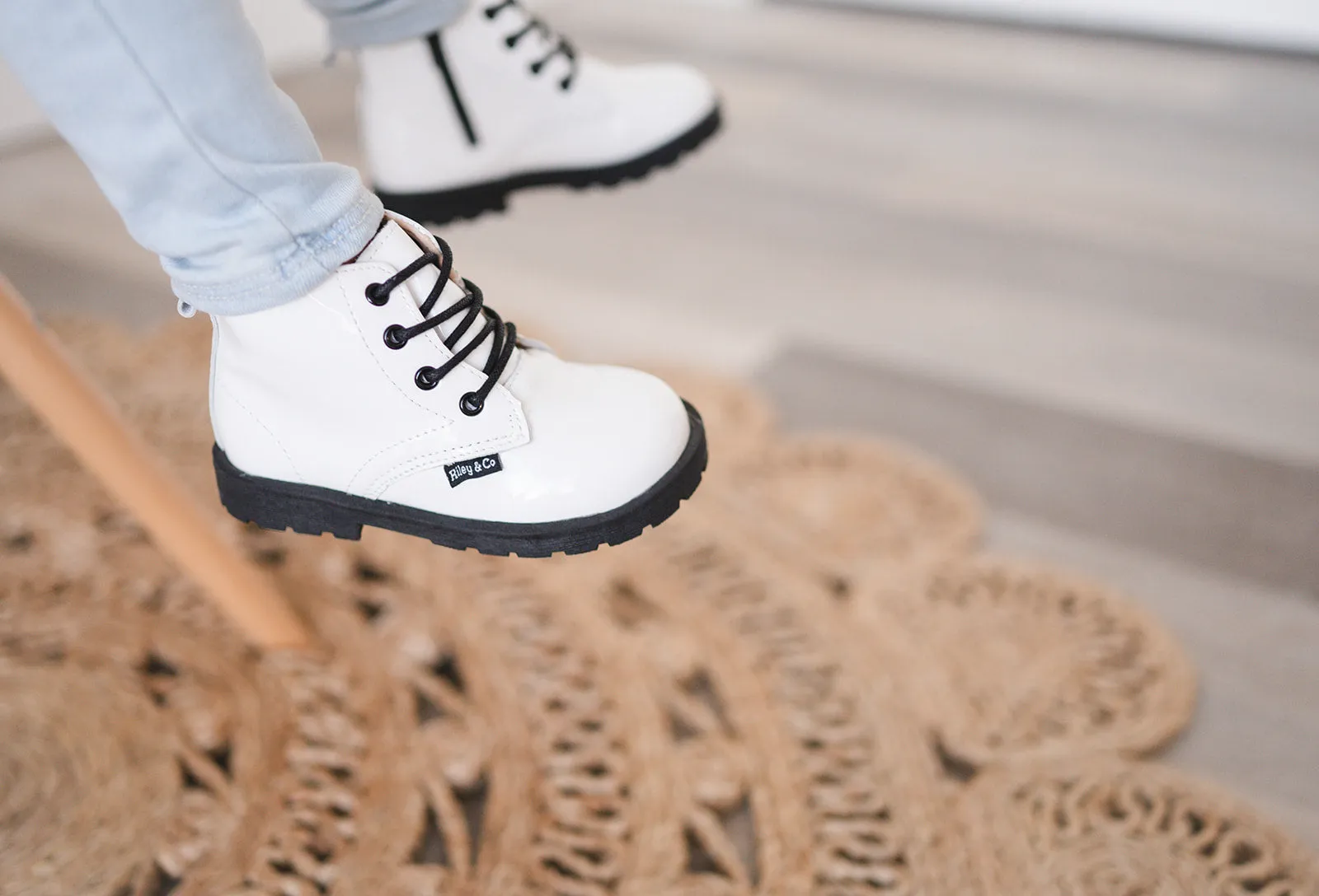 Combat Boots - White Patent