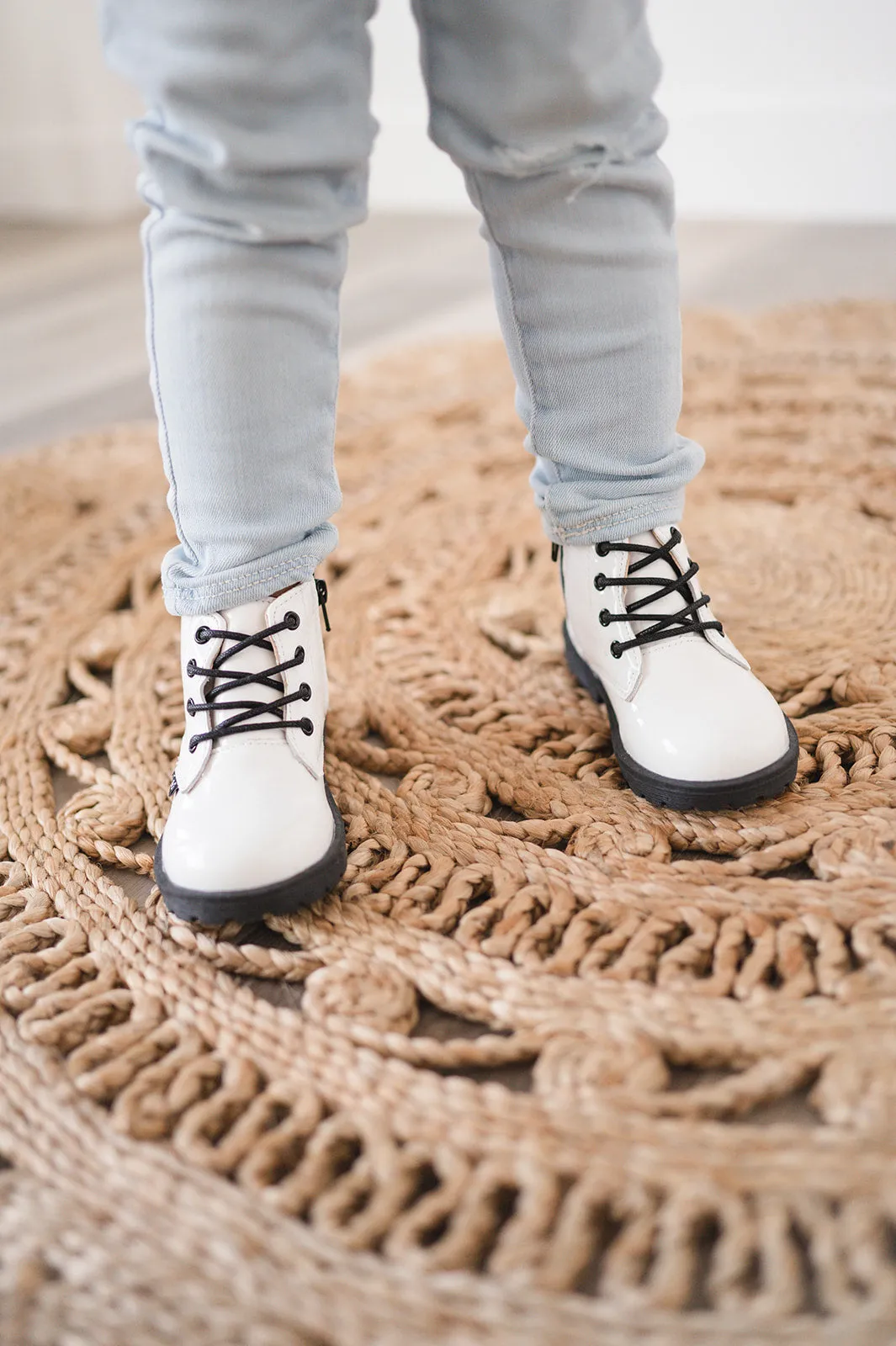 Combat Boots - White Patent