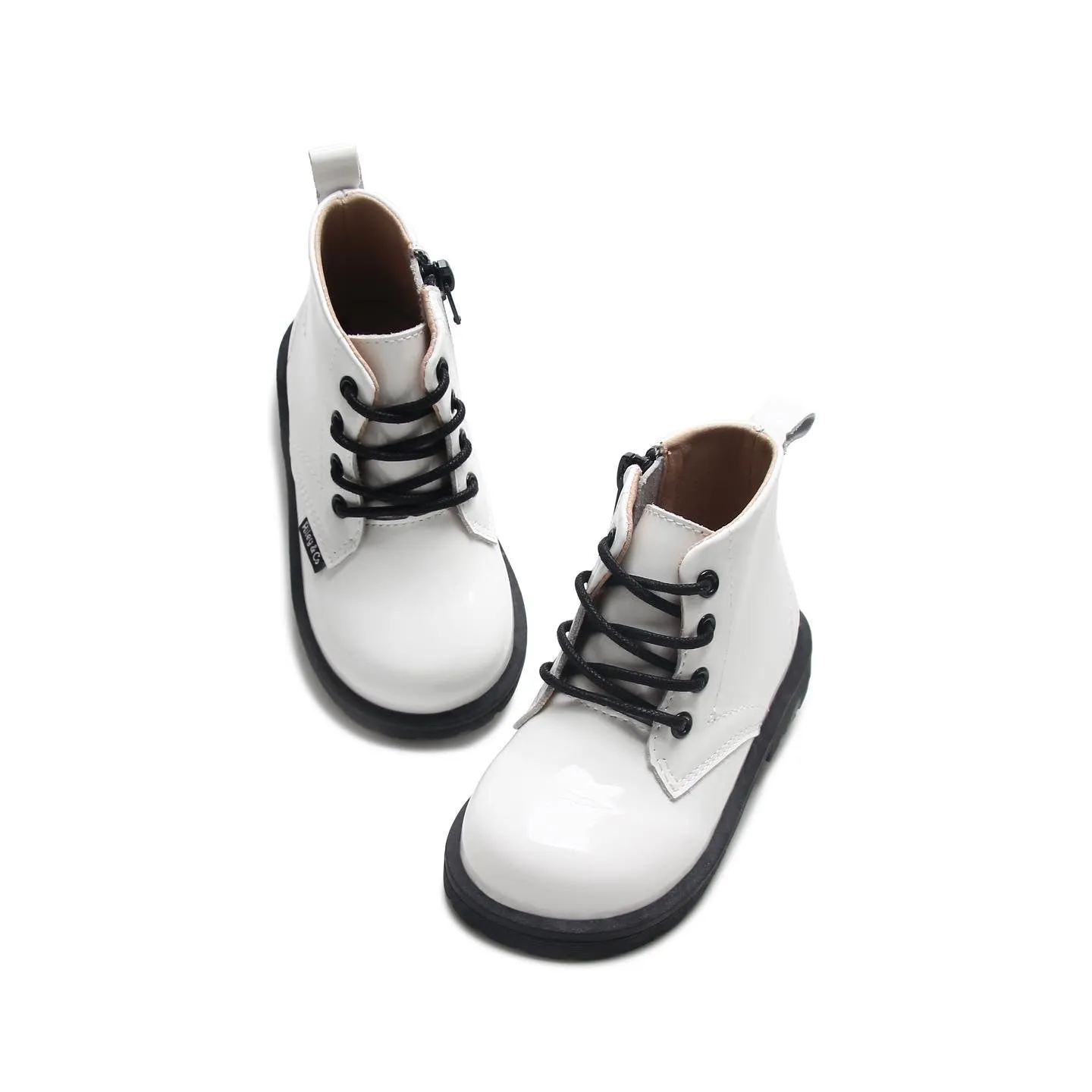 Combat Boots - White Patent