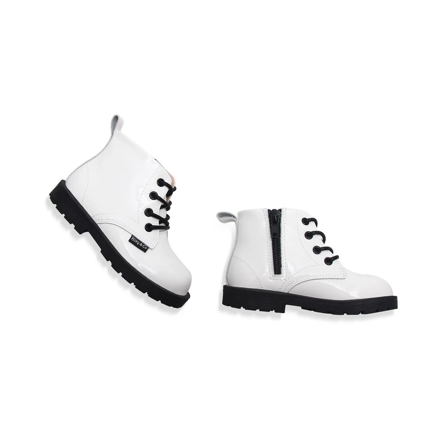 Combat Boots - White Patent