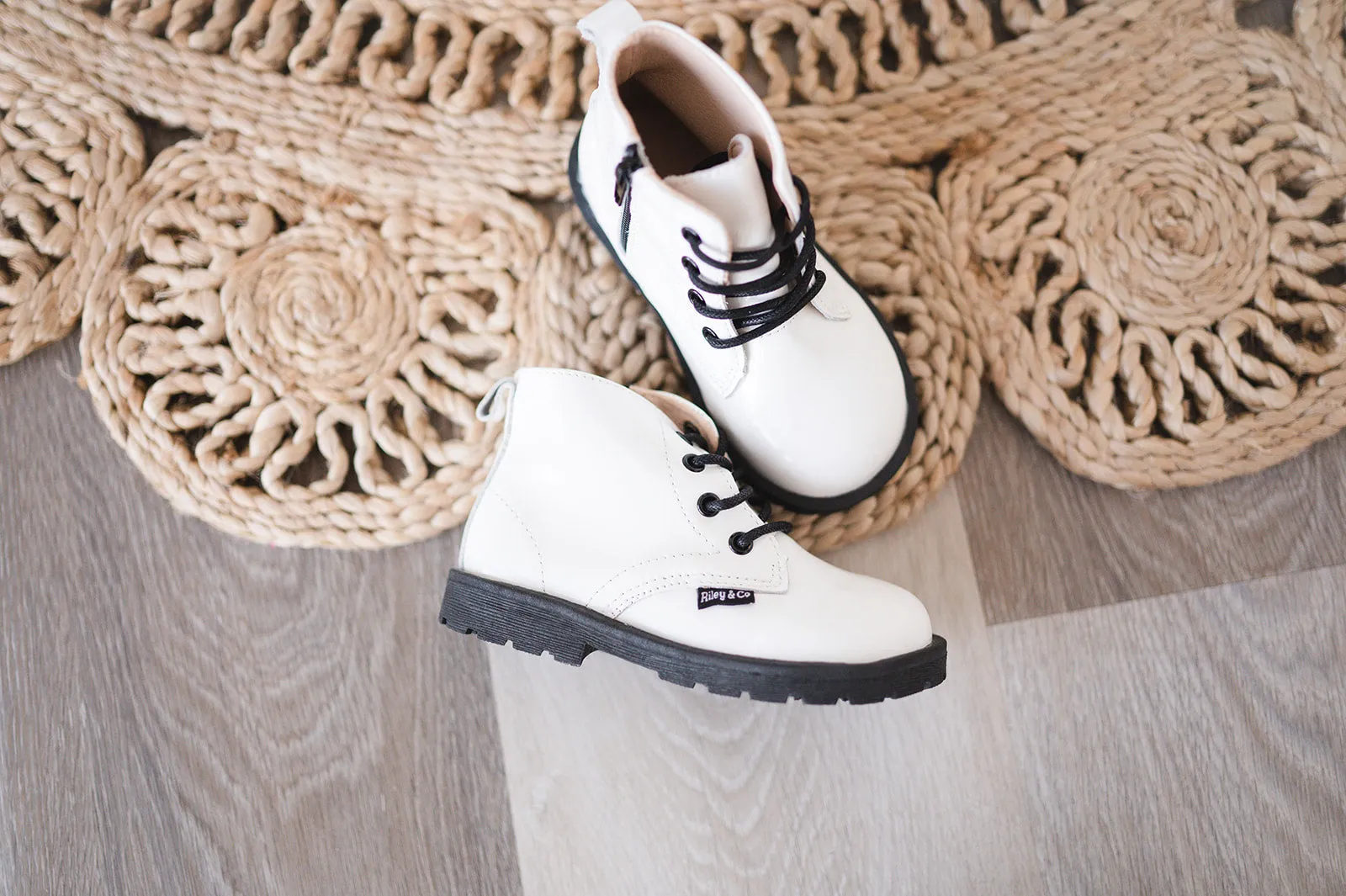 Combat Boots - White Patent