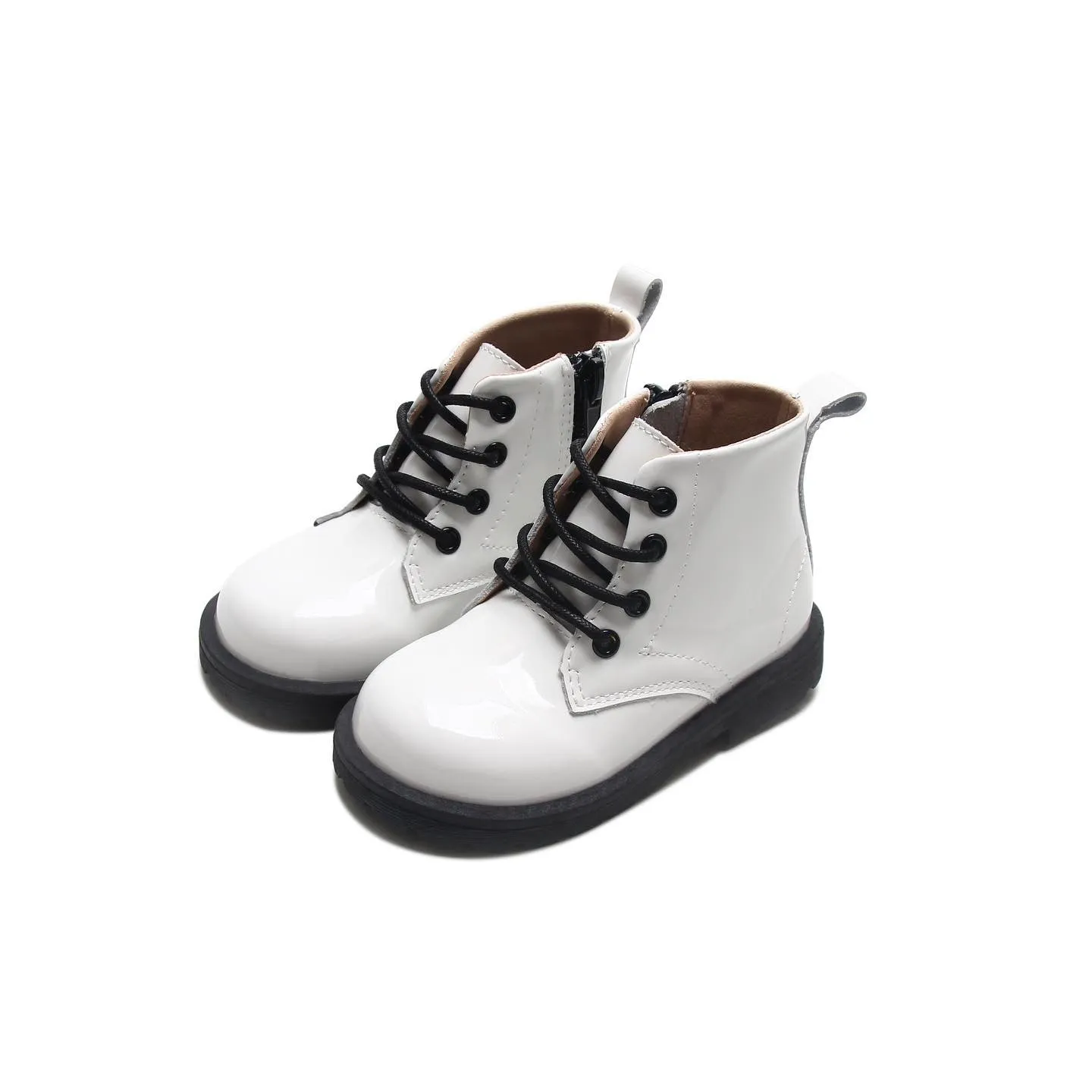 Combat Boots - White Patent