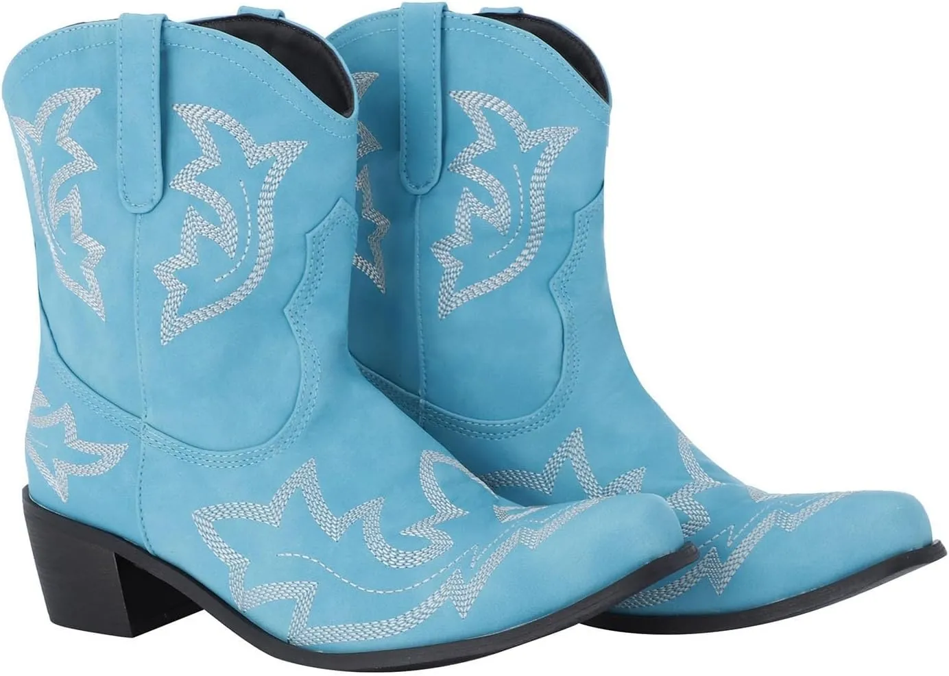 Cowboy Boots for Women Ankle Boots for Women Comfy Vintage Women's Leather Non-Slip Low Heel Pull-On Rider Boots