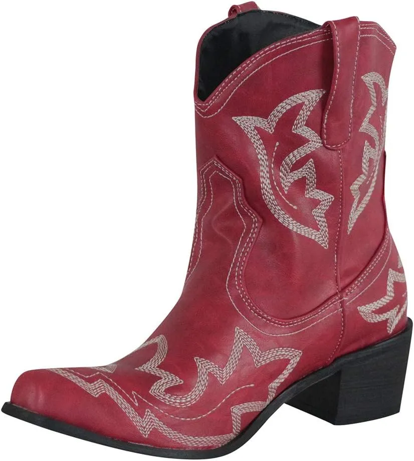 Cowgirl Boots Women Cowgirl Boots Women Slip on Pointed Toe Rubber Sole Stitched Embroidered Classic Western Boots