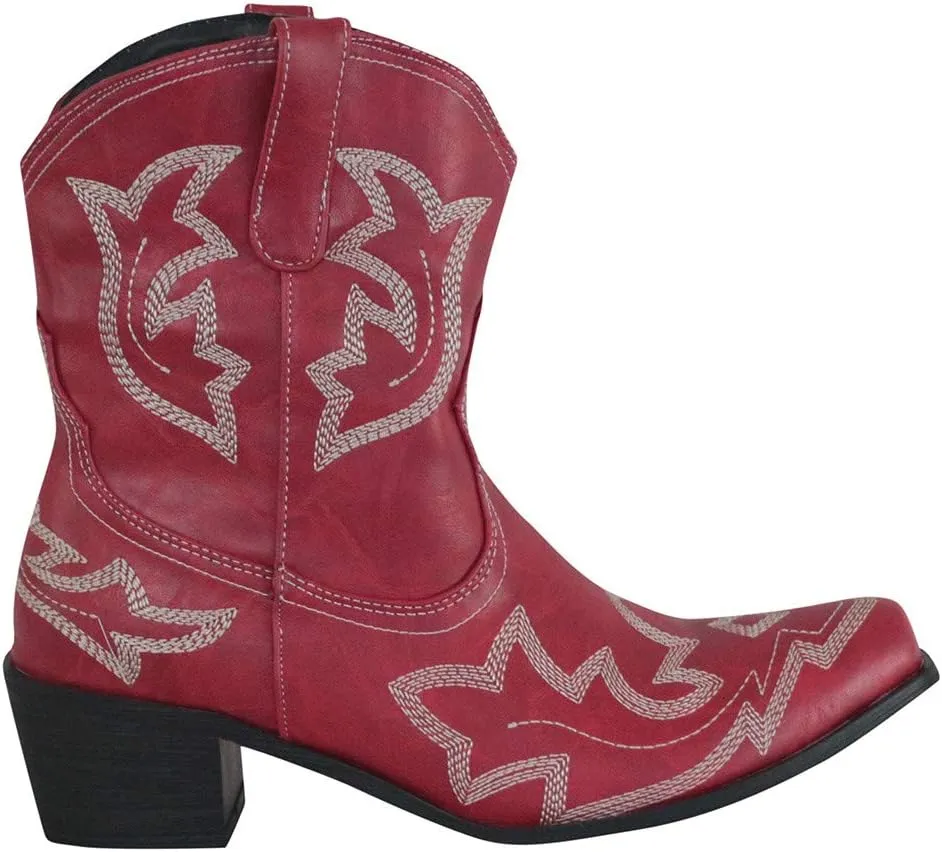Cowgirl Boots Women Cowgirl Boots Women Slip on Pointed Toe Rubber Sole Stitched Embroidered Classic Western Boots