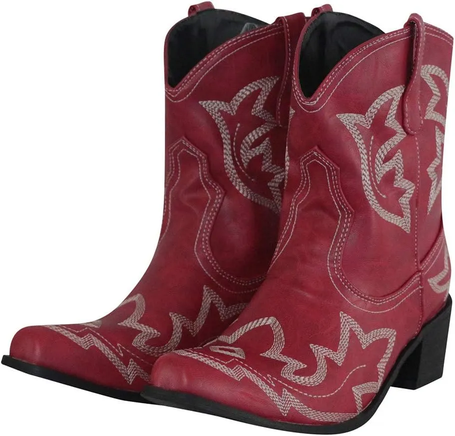 Cowgirl Boots Women Cowgirl Boots Women Slip on Pointed Toe Rubber Sole Stitched Embroidered Classic Western Boots