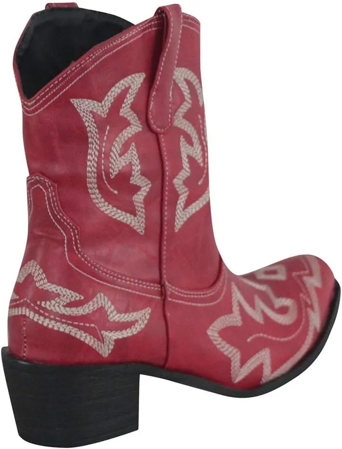 Cowgirl Boots Women Cowgirl Boots Women Slip on Pointed Toe Rubber Sole Stitched Embroidered Classic Western Boots