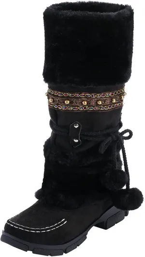 Cute Winter Boots Size 4 Woman Snow Boots Women Size 7.5 Wide Extra Wide Calf Womens Snow Boots Waterproof Walking Boots Women Lightweight Womens Warm Winter Boots Wide Calf