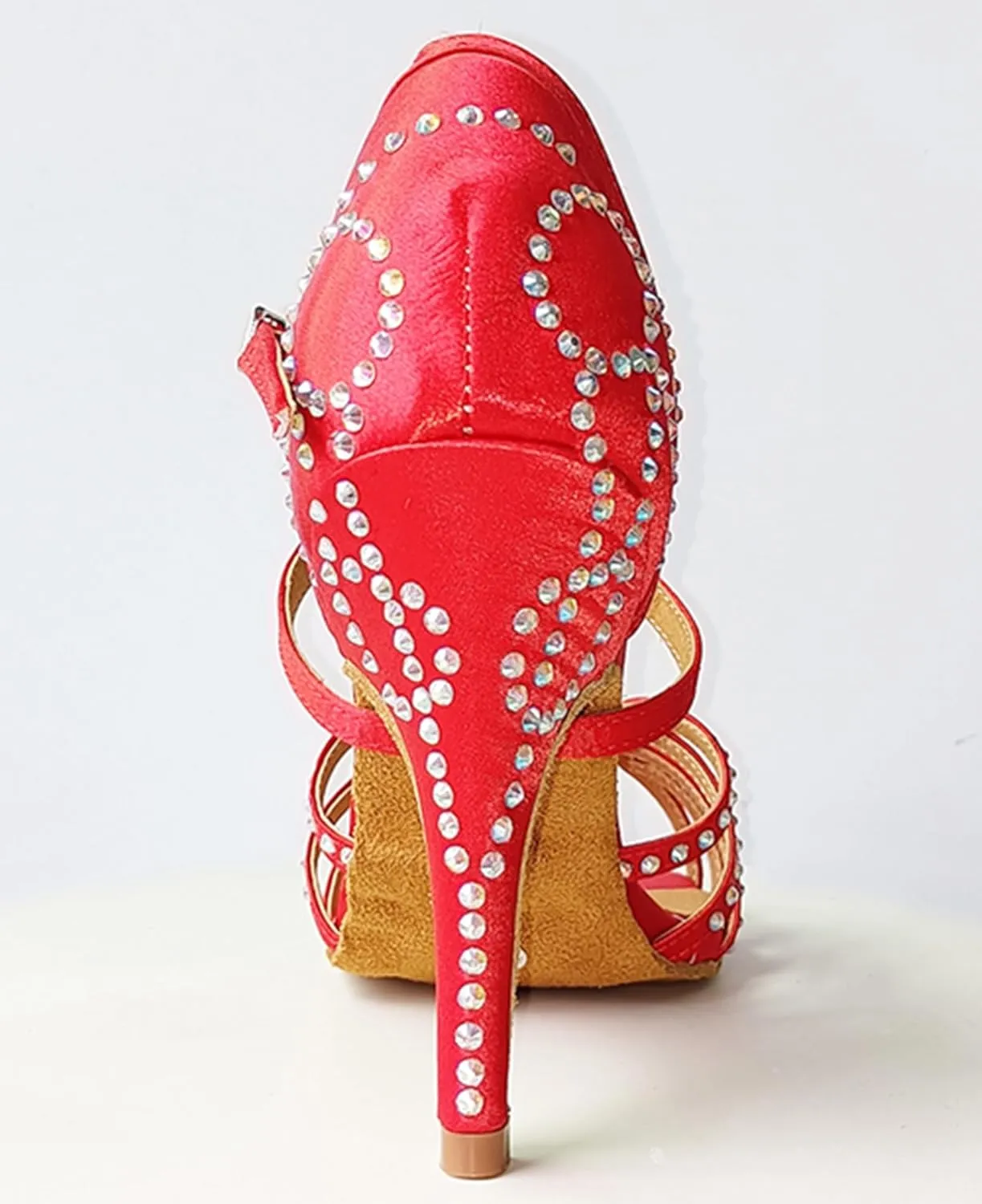 Dancing Heels for Women Stiletto Latin Tango Dance Shoes Rhinestones Bridal Wedding Sandals X518