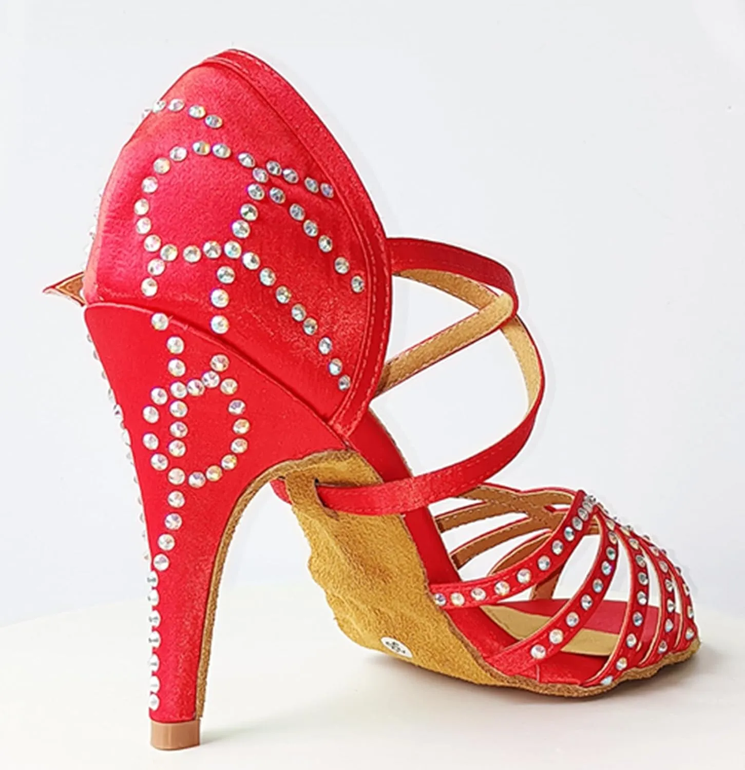 Dancing Heels for Women Stiletto Latin Tango Dance Shoes Rhinestones Bridal Wedding Sandals X518