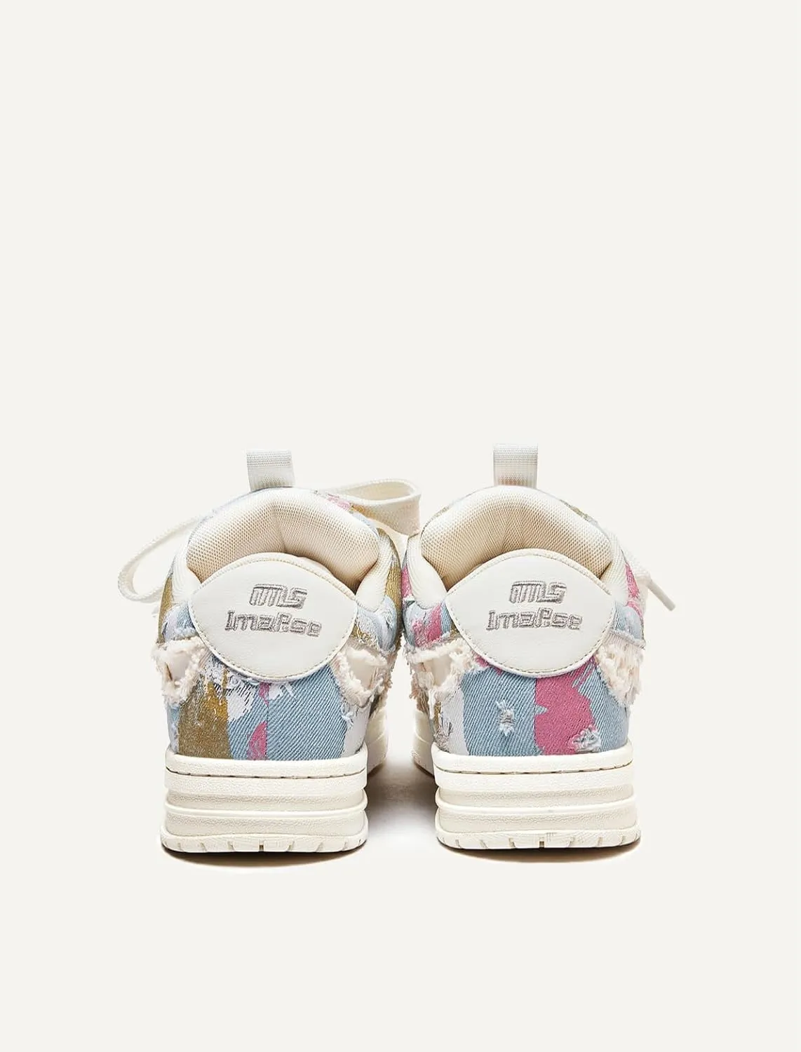 Denim Doodle Chunky Sneakers for Women & Girls - Y2K Canvas Leather Cute Shoes, Comfy Orthopedic Support Retro Kawaii Streetwear for Back to School, Holiday Parties, Beach Travel, All-Match