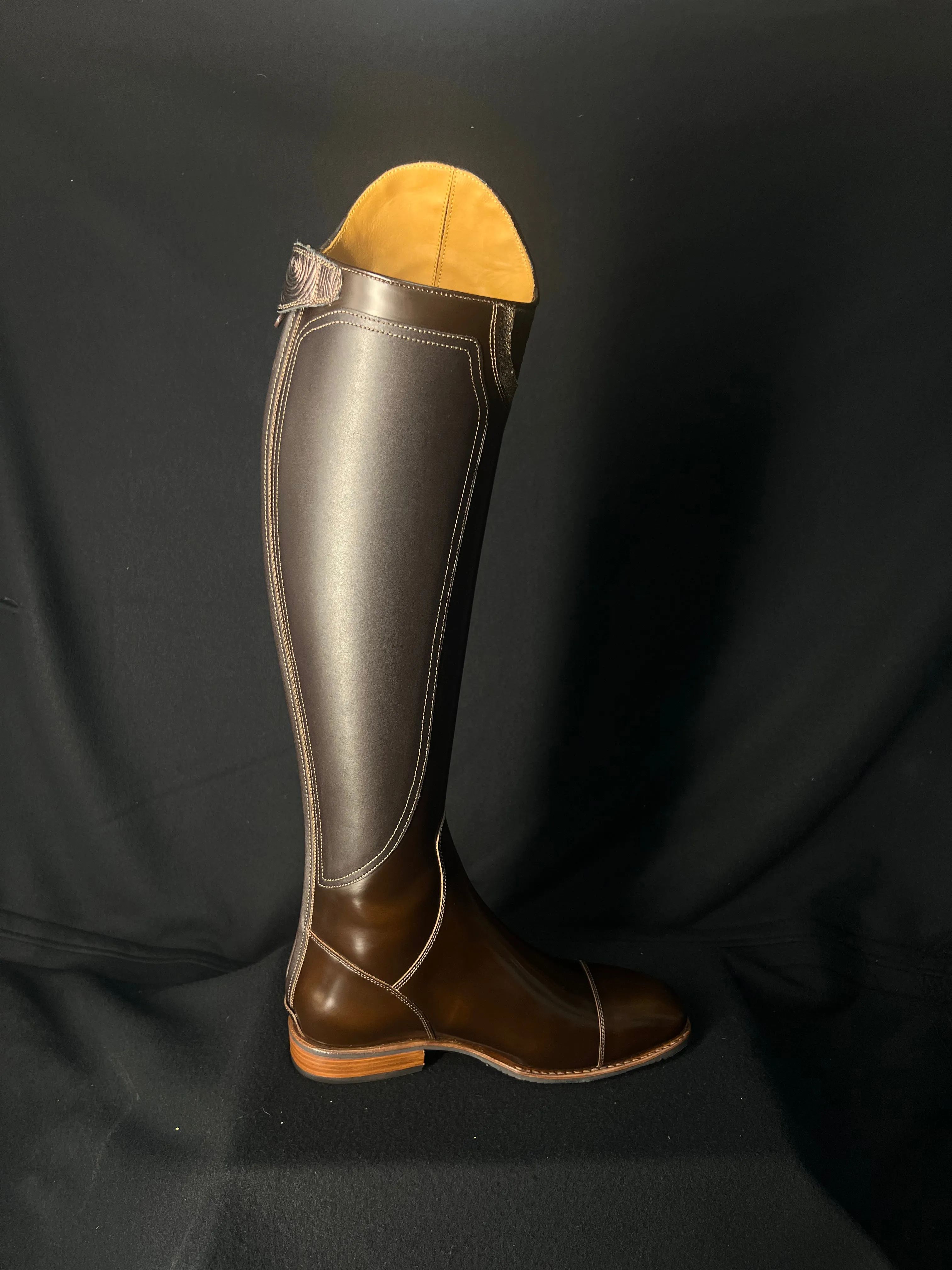 DeNiro S2601 Custom Dressage Boots Brushed Po Fondente w/ Roseto Brown and Lame Argento - In Stock