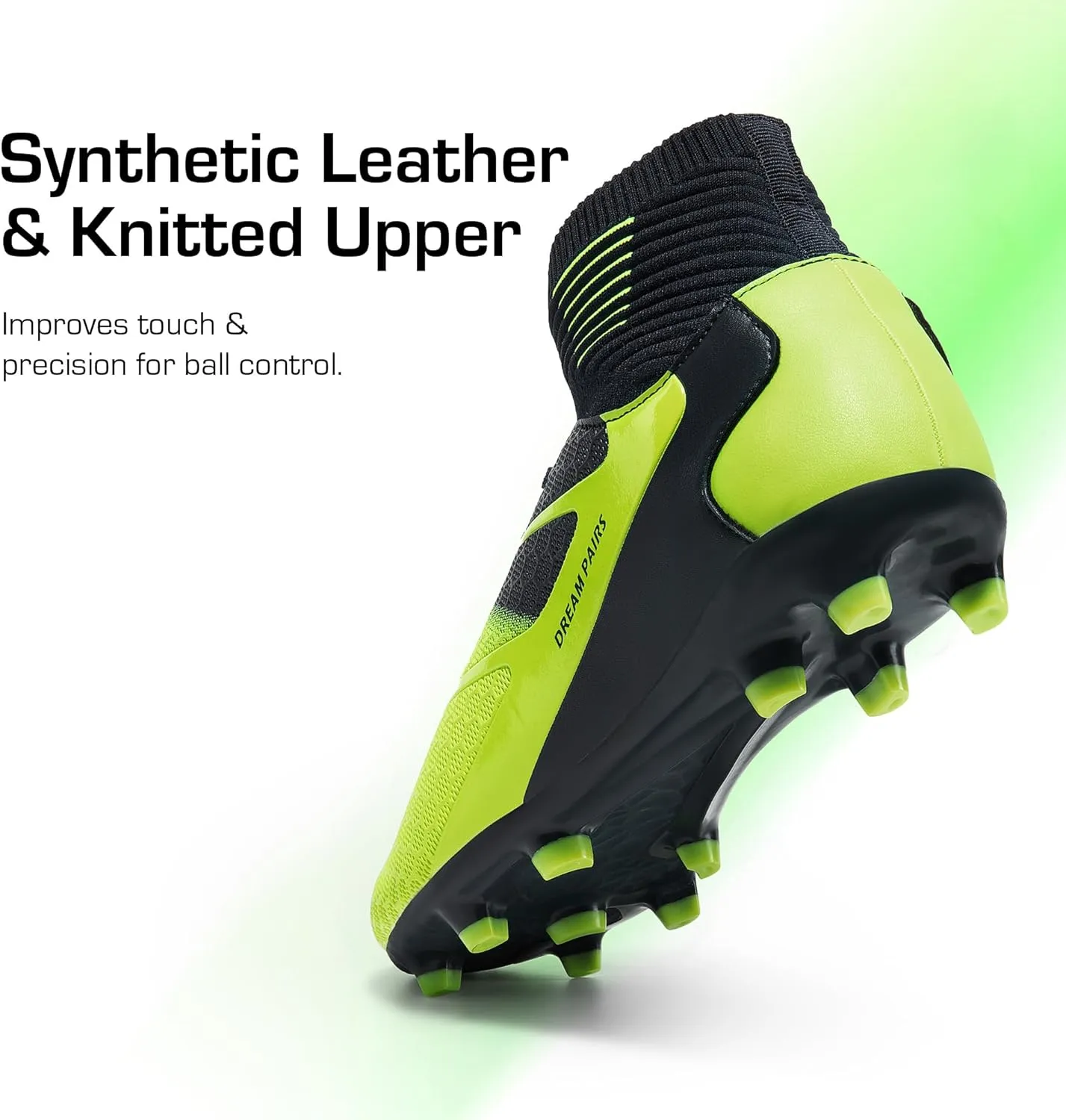 DREAM PAIRS Men's High-Tops Soccer Cleats Lace-Up Adult Football Shoes Lightweight Professional Athletic Training Soccer Shoes