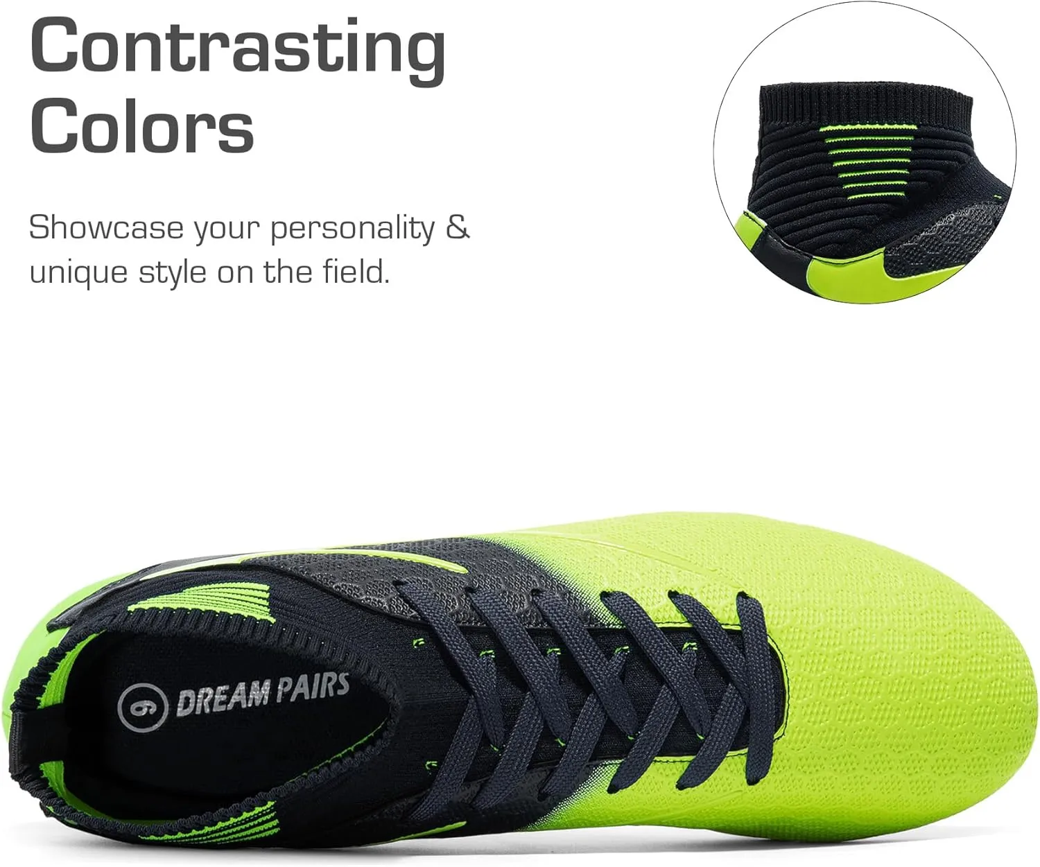 DREAM PAIRS Men's High-Tops Soccer Cleats Lace-Up Adult Football Shoes Lightweight Professional Athletic Training Soccer Shoes