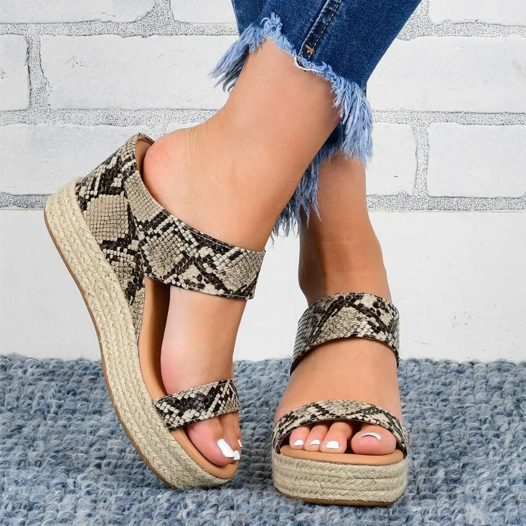 Eduavar Espadrille Sandals for Women, Wedge Sandals for Women Dressy Platform Wedge Sandals Breathable Summer Beach Sandals