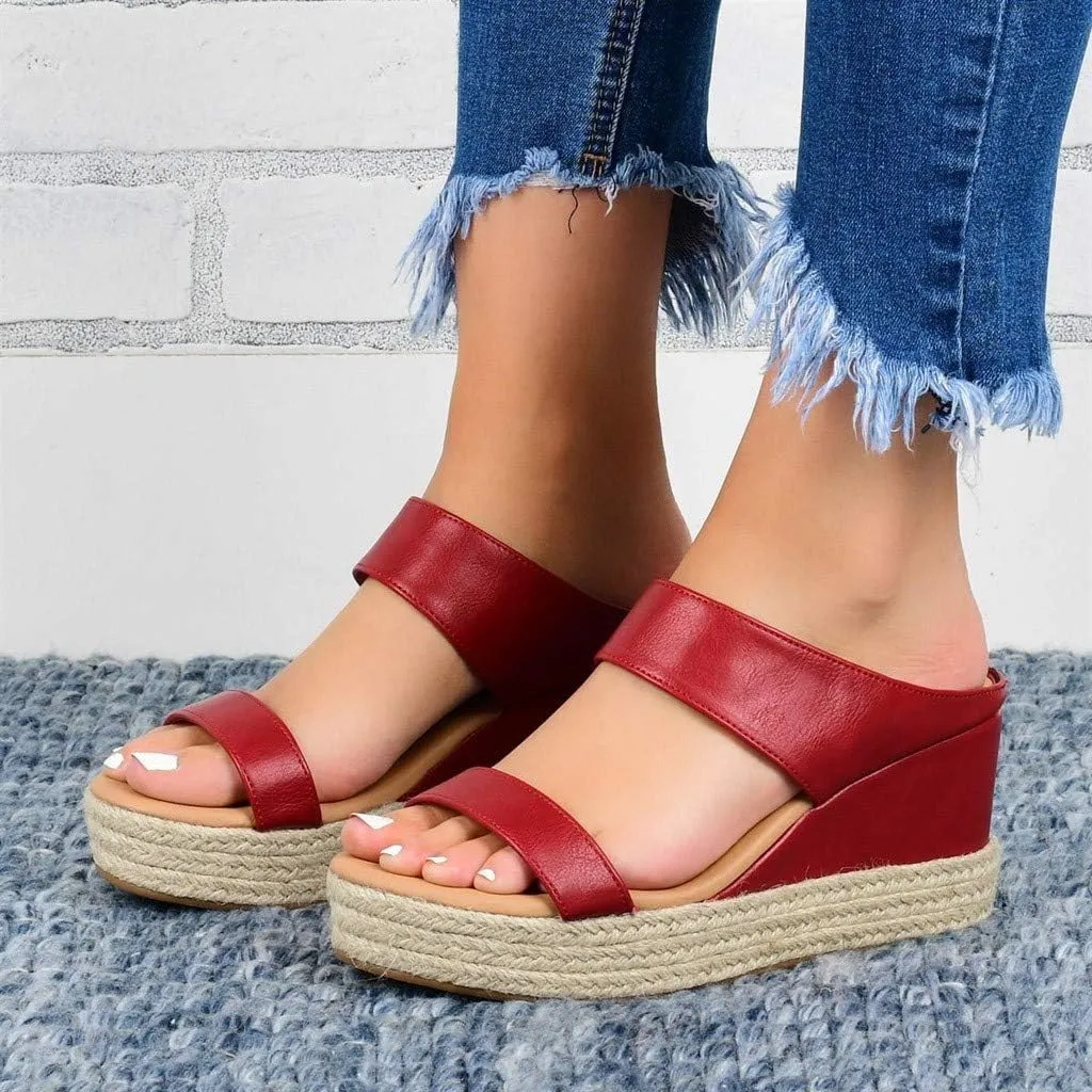 Eduavar Orthopedic Sandals for Women, Sandals Women Comfortable Espadrille Platform Wedge Sandals Summer Slip On Sandals