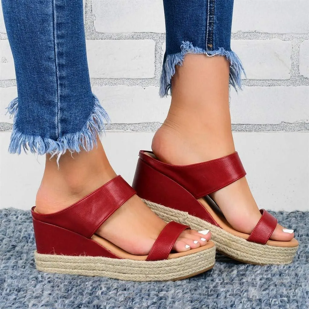 Eduavar Orthopedic Sandals for Women, Sandals Women Comfortable Espadrille Platform Wedge Sandals Summer Slip On Sandals