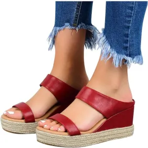 Eduavar Orthopedic Sandals for Women, Sandals Women Comfortable Espadrille Platform Wedge Sandals Summer Slip On Sandals