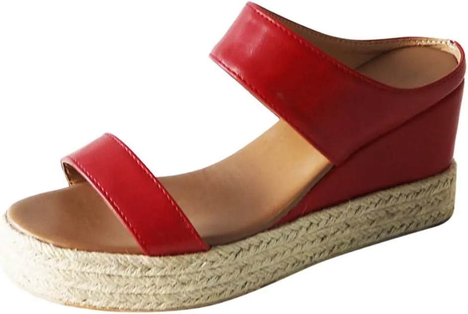 Eduavar Orthopedic Sandals for Women, Sandals Women Comfortable Espadrille Platform Wedge Sandals Summer Slip On Sandals