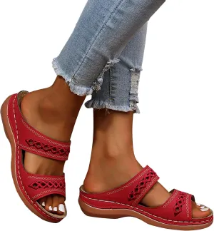 Eduavar Orthopedic Sandals for Women, Sandals Women Summer Casual Open Toe Sandals Slippers Breatable Hollow Out Sandals