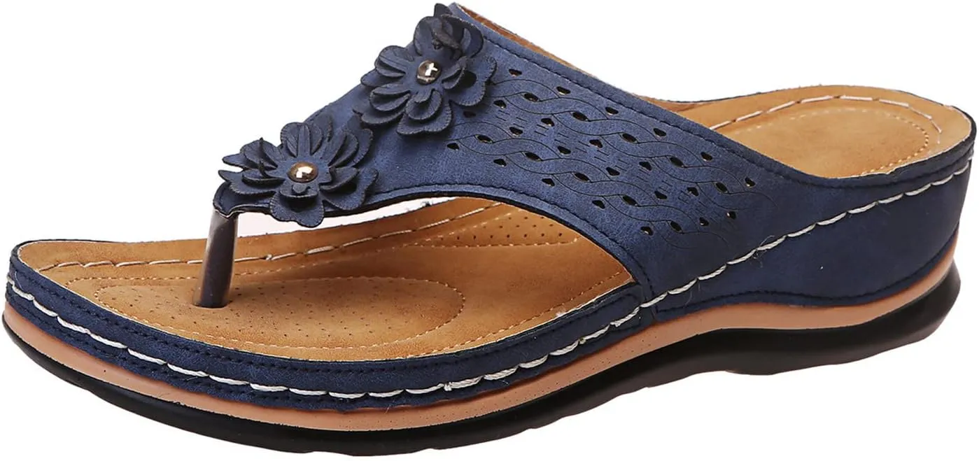 Eduavar Orthopedic Sandals for Women, Womens Sandals Comfy Flip Flops Sandal Anti-Slip Breathable Ankle Strap Sandals