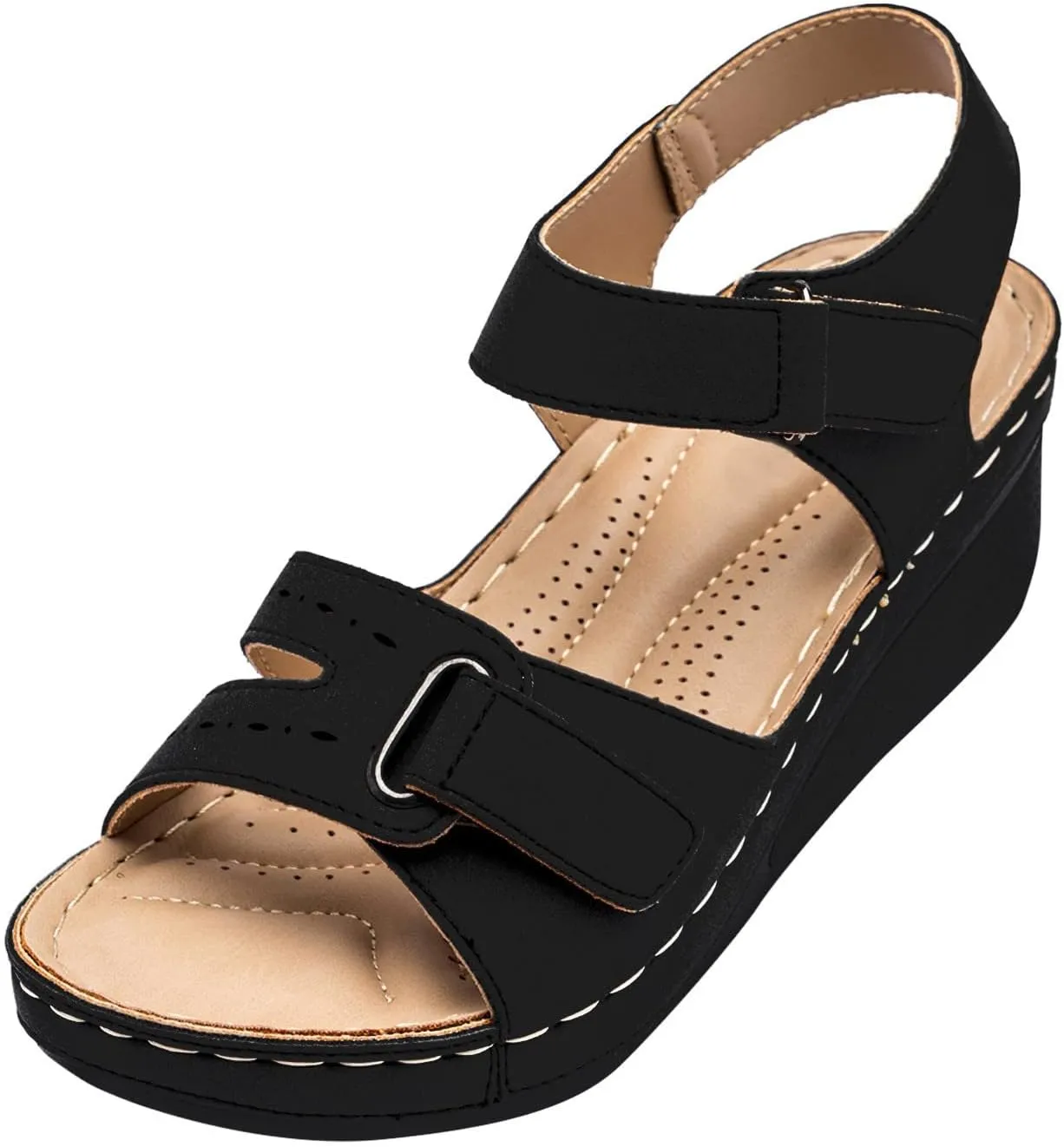 Eduavar Sandals for Women Casual Summer, Wedge Sandals for Women Comfortable Platform Sandals Summer Breathable Sandals Shoes