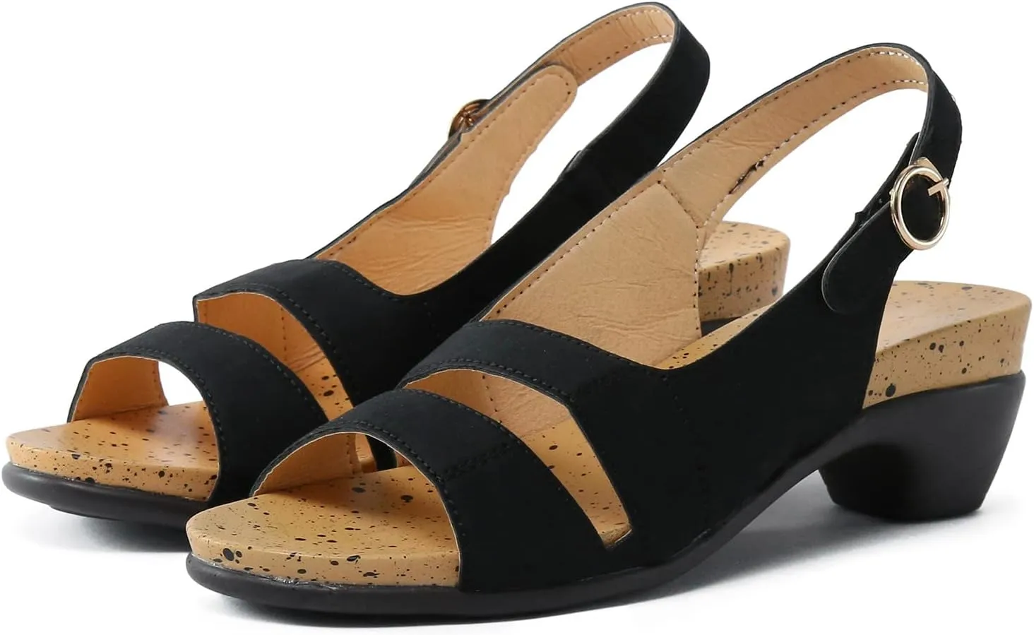Eduavar Sandals for Women Dressy Summer, Orthopedic Sandals for Women Casual Open Toe Chunky Low Heel Sandals with Buckle