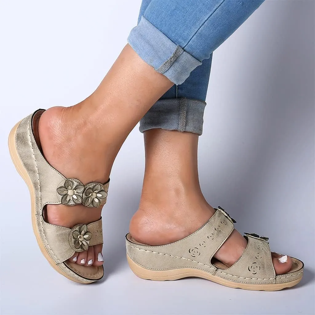 Eduavar Sandals for Women Dressy Summer, Orthopedic Sandals for Women Open Toe Slip-on Sandals Slippers Casual Beach Sandals