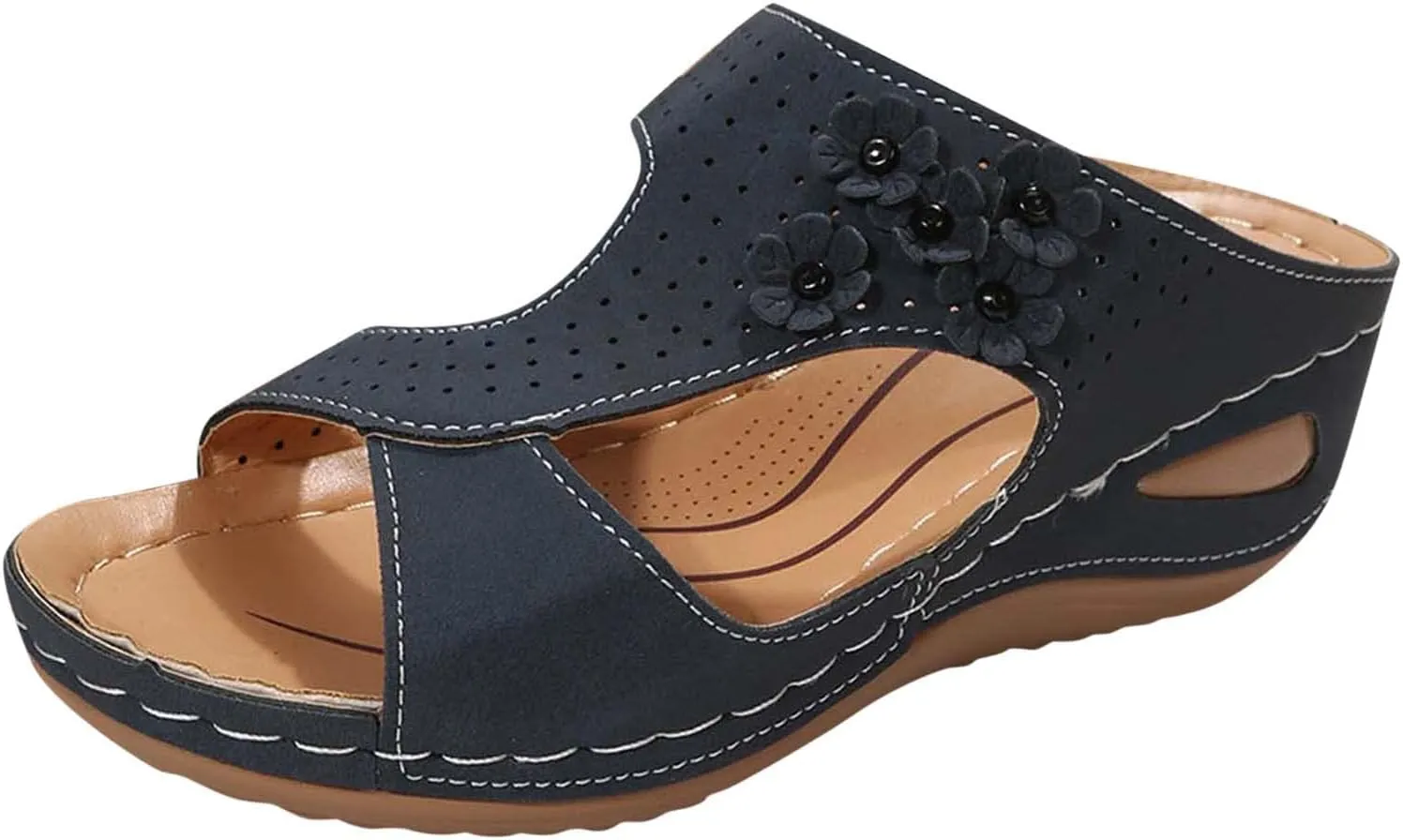 Eduavar Summer Sandals for Women 2023, Sandals Women Casual Summer Low Wedge Sandals Breathable Open Toe Walking Sandals