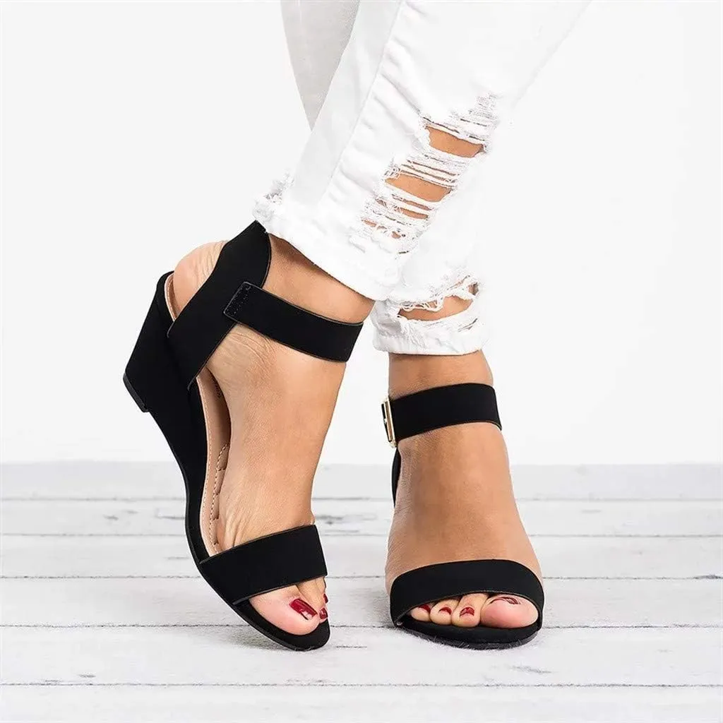 Eduavar Womens Wedge Sandals, Orthopedic Sandals for Women Open Toe Ankle Strap Wedge Sandals Summer Dress Shoes