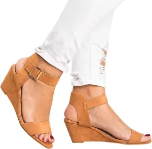 Eduavar Womens Wedge Sandals, Orthopedic Sandals for Women Open Toe Ankle Strap Wedge Sandals Summer Dress Shoes