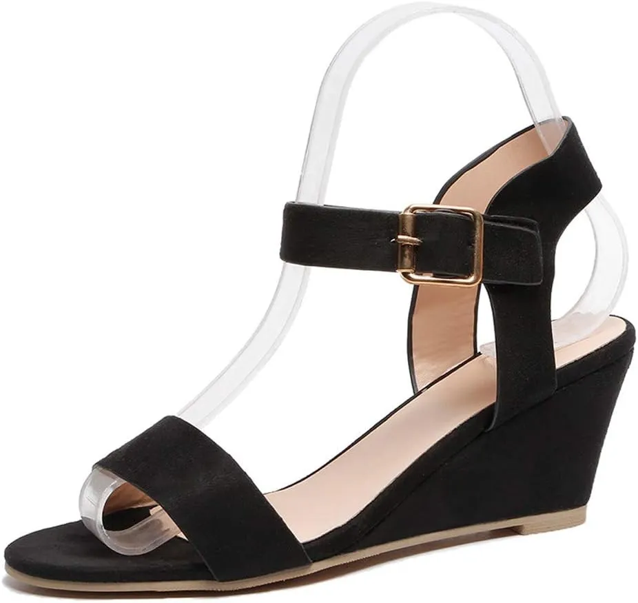 Eduavar Womens Wedge Sandals, Orthopedic Sandals for Women Open Toe Ankle Strap Wedge Sandals Summer Dress Shoes