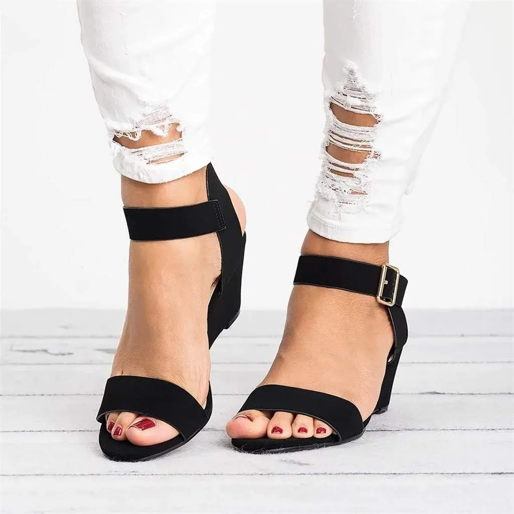Eduavar Womens Wedge Sandals, Orthopedic Sandals for Women Open Toe Ankle Strap Wedge Sandals Summer Dress Shoes