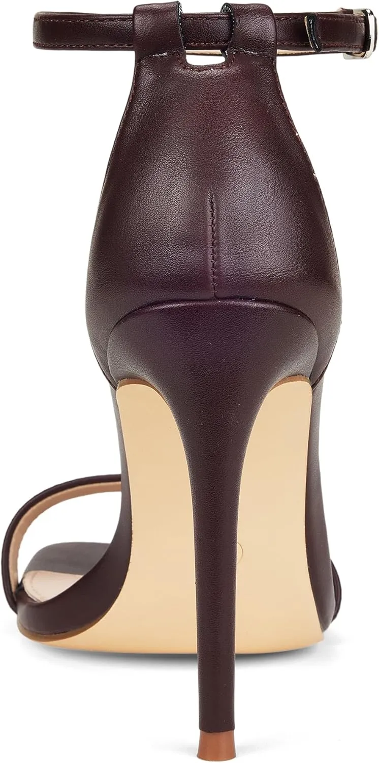 Elisabet Tang Women's Stiletto Heels Square Open Toe Ankle Strap High Heeled Sandals 4 Inch Comfort Sexy Dressy Shoes