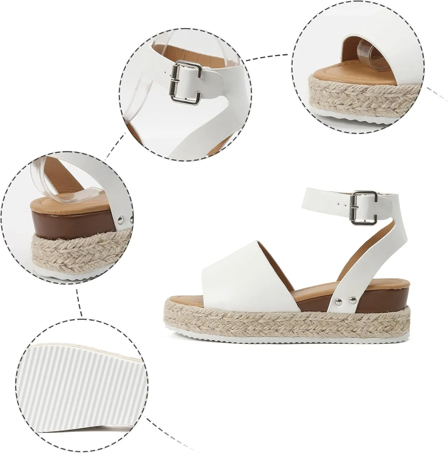 Espadrilles Flatform Wedge Sandal for Women Dressy,Casual Open Toe Buckle Ankle Strap Comfortable Arch Support Platform Wedge Sandals Summer Beach Shoes