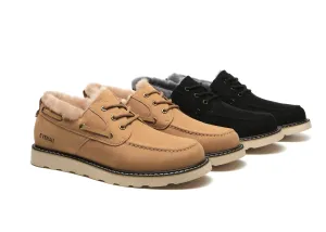 EVERAU® Lace Up Sheepskin Casual Men Shoes Trekker