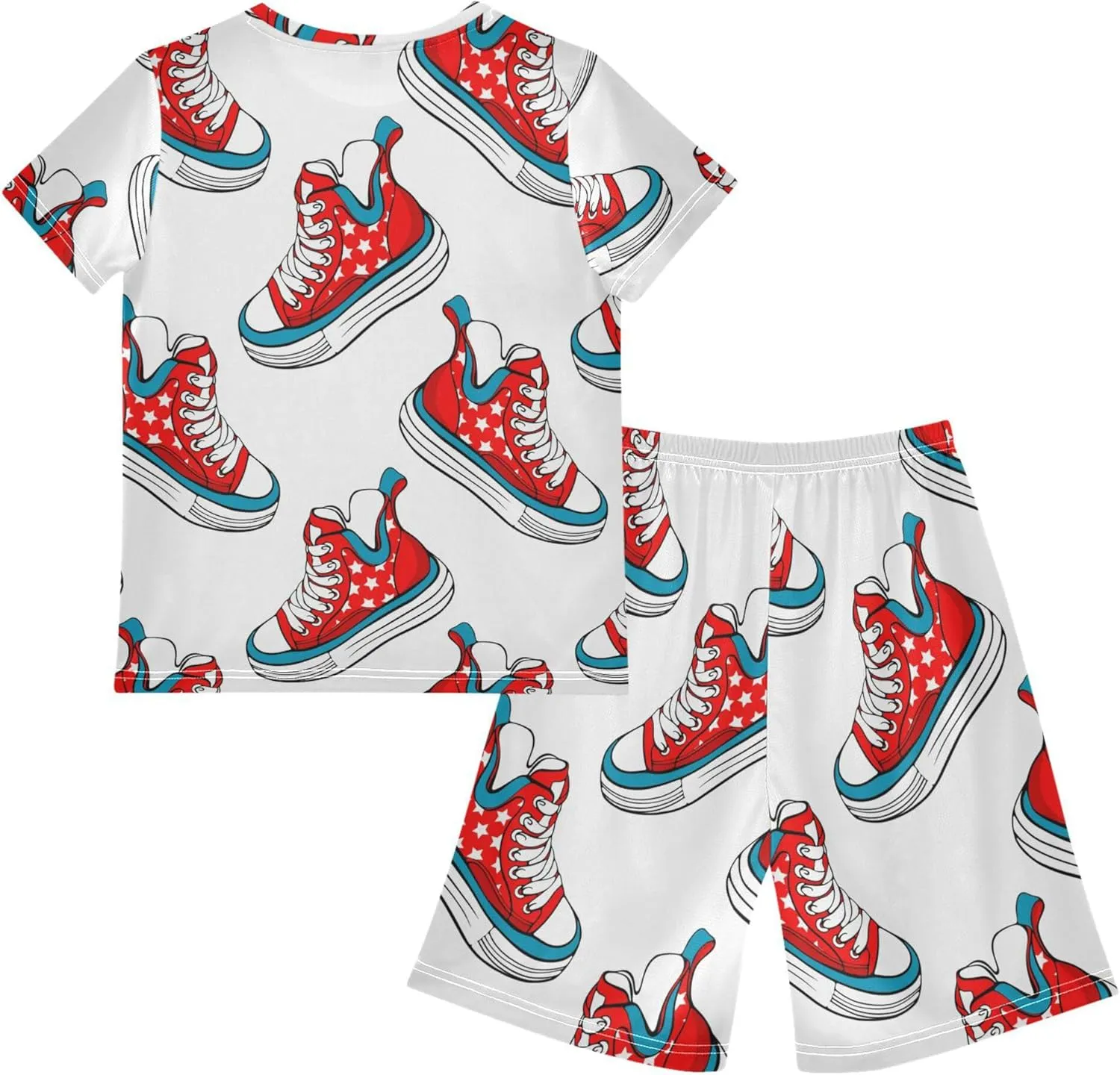 Exnundod Boys Shorts Set American Flag Sports Shoes Athletic Short Sets Basketball Casual Kids Summer Outfits 6-14Y