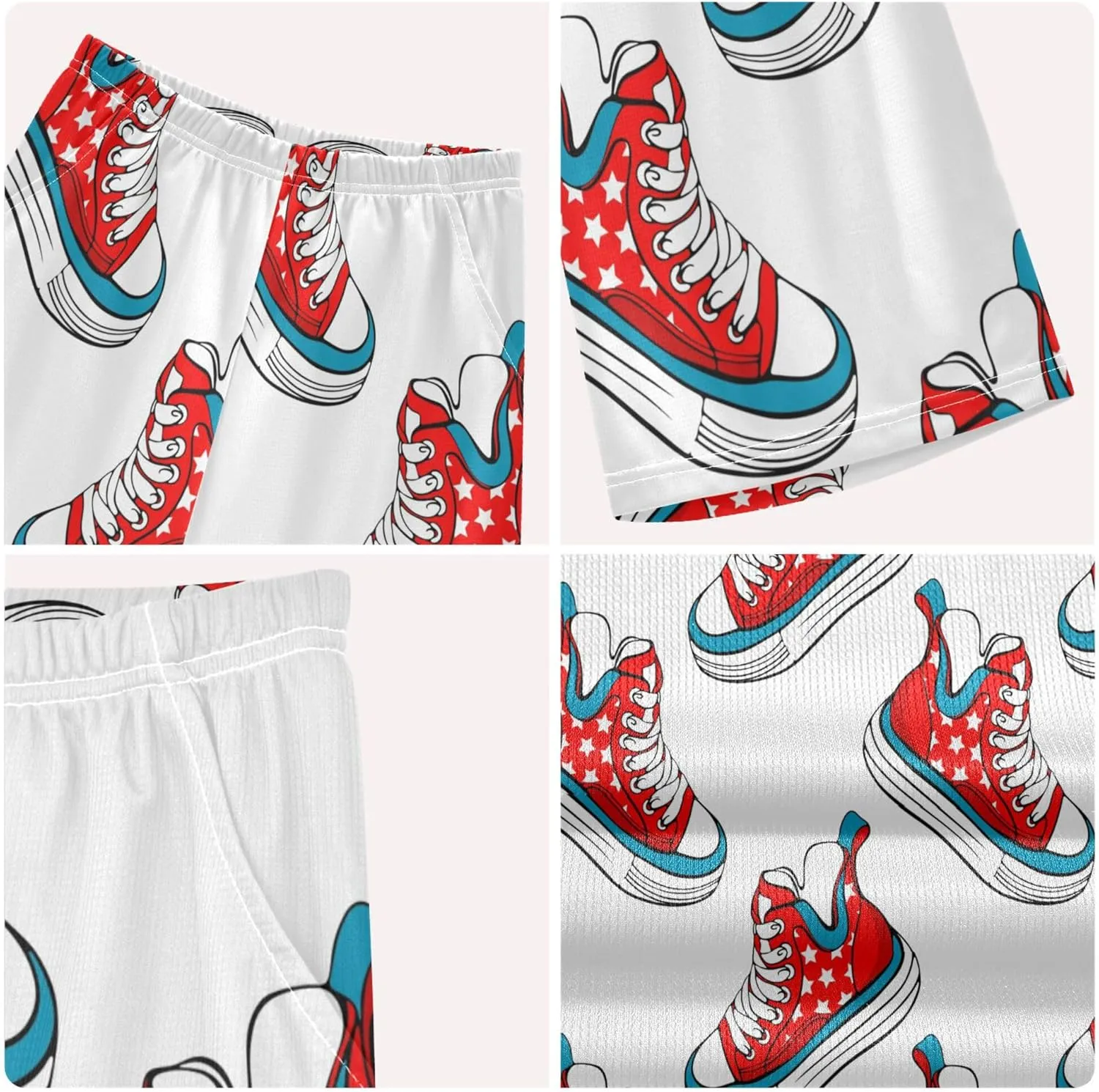 Exnundod Boys Shorts Set American Flag Sports Shoes Athletic Short Sets Basketball Casual Kids Summer Outfits 6-14Y