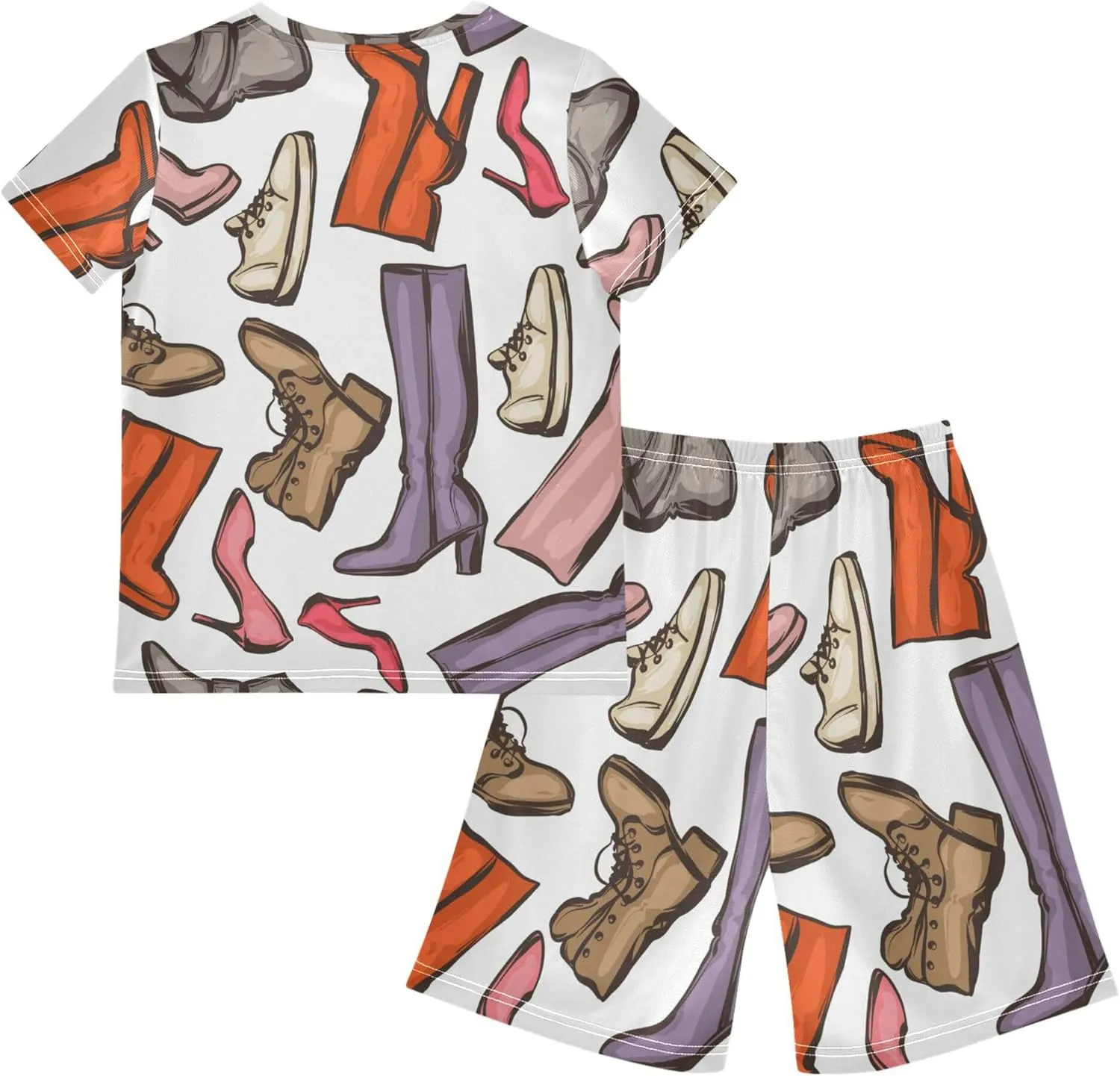 Exnundod Boys Shorts Set Pattern Various Women Shoes Athletic Short Sets Basketball Casual Kids Summer Outfits 6-14Y