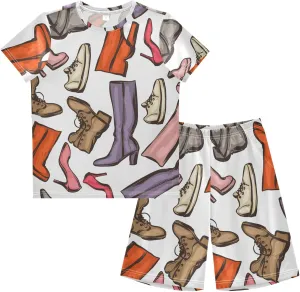 Exnundod Boys Shorts Set Pattern Various Women Shoes Athletic Short Sets Basketball Casual Kids Summer Outfits 6-14Y