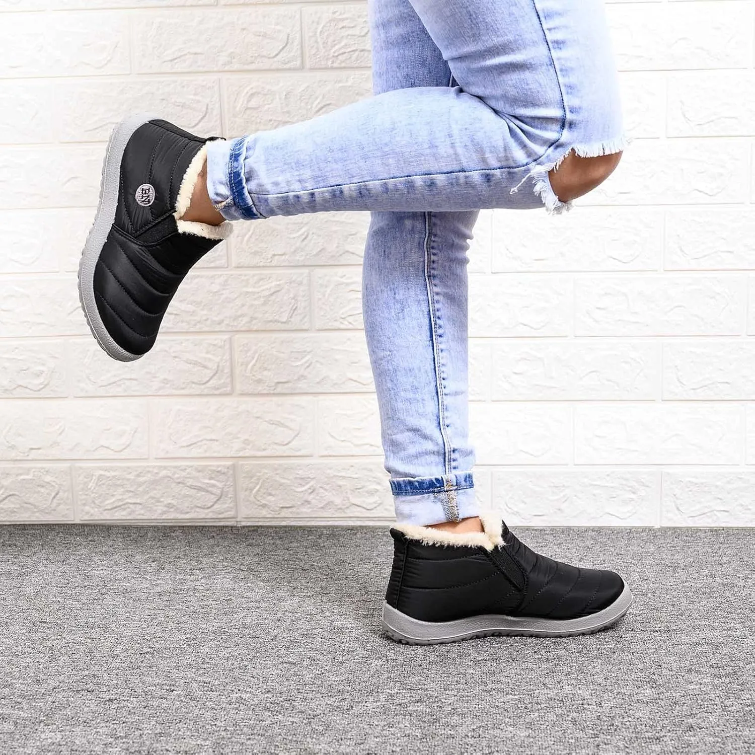Extra Wide Width Snow Boots for Women Womens Slip on Winter Boots Wide Width Warm Winter Boots Women Cute Tall Snow Boots Wide Calf Botas Contra El Agua Para Mujer