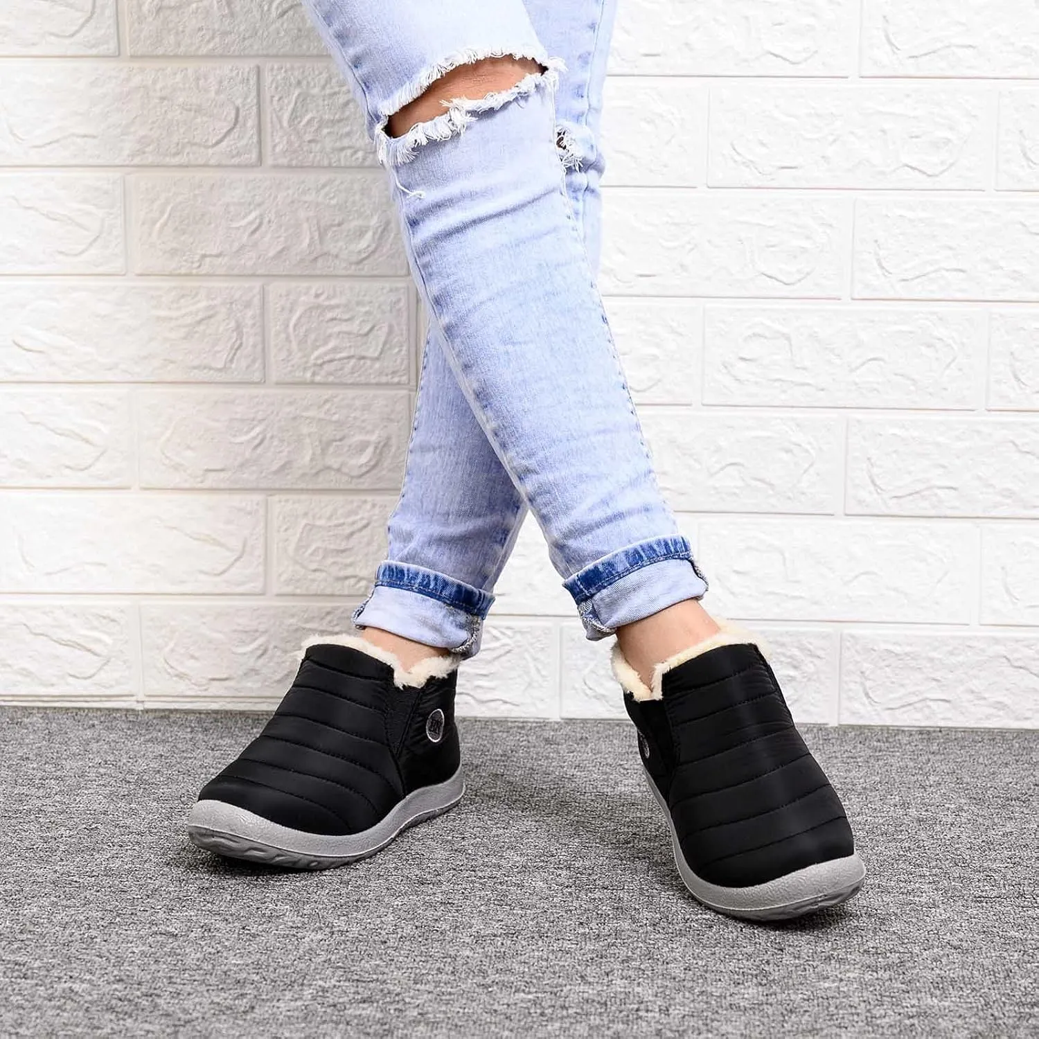 Extra Wide Width Snow Boots for Women Womens Slip on Winter Boots Wide Width Warm Winter Boots Women Cute Tall Snow Boots Wide Calf Botas Contra El Agua Para Mujer