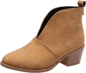 Fashionable Casual Short Boots Women Shoes Comfortable Ankle Boots Pointed Toe Chunky and Low Heels Lightweight