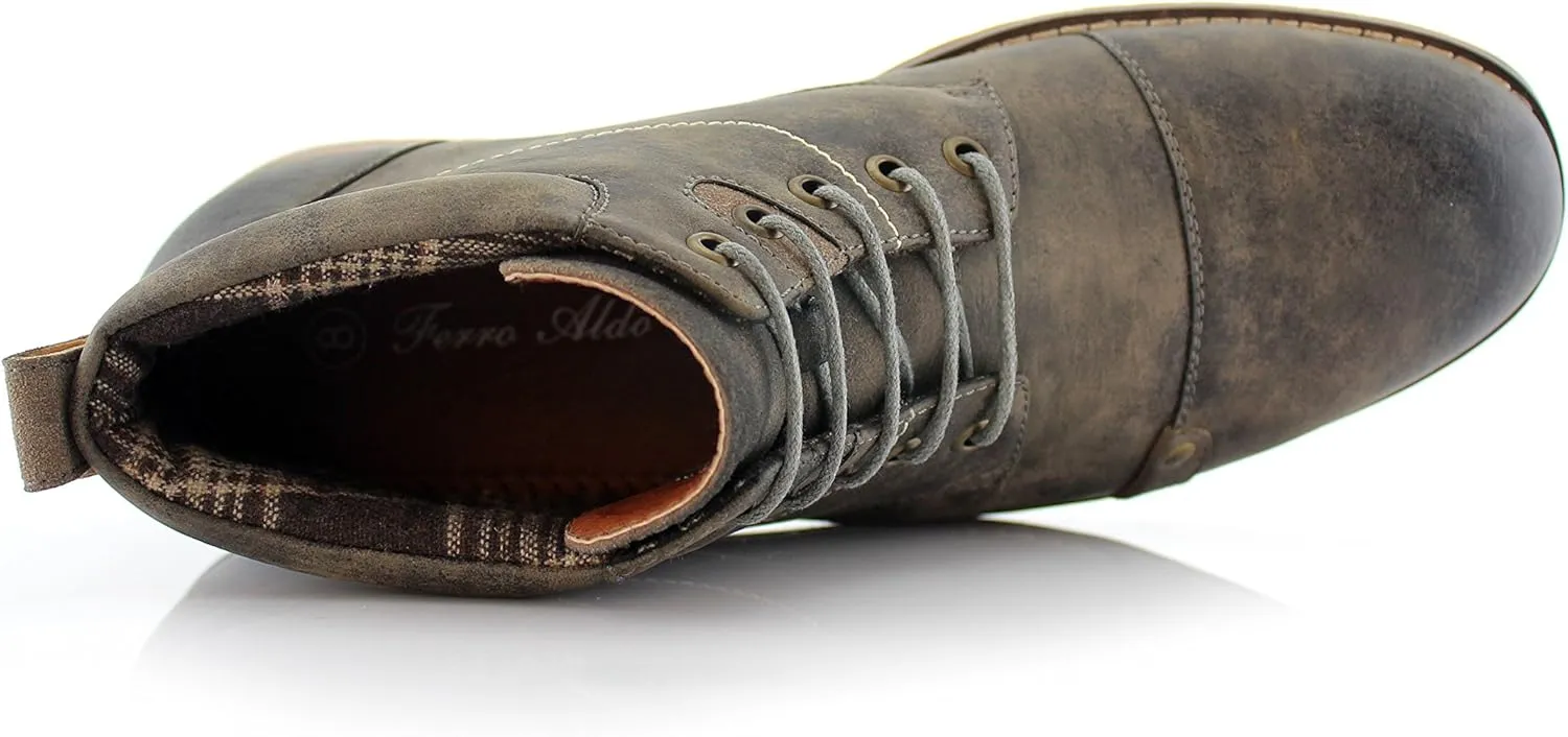 Ferro Aldo Blaine MFA806035 Mens Casual Brogue Mid-Top Lace-Up and Zipper Boots??