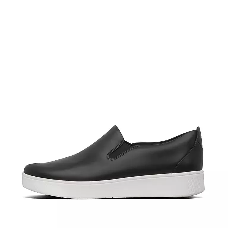 Fitflop Rally Leather Slip on Skate Sneakers Black