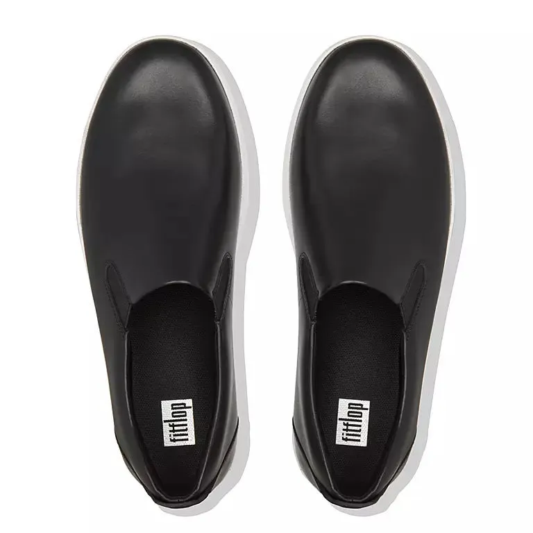 Fitflop Rally Leather Slip on Skate Sneakers Black