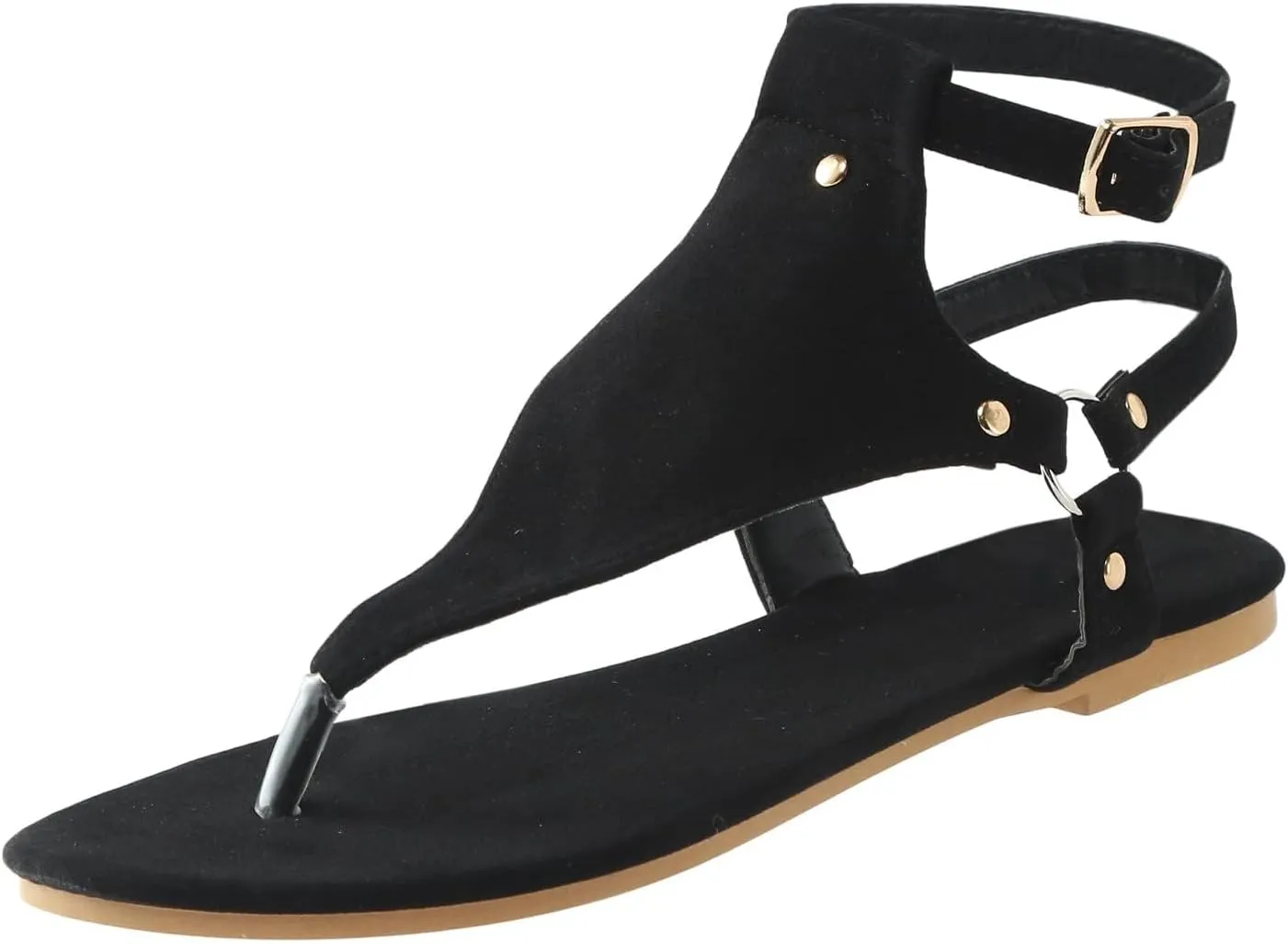 Flat Sandals for Women Roman Slide Slippers Comfortable Ankle Strap T-Strap Flip Flops Beach Outdoor Gladiator Shoes