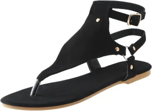 Flat Sandals for Women Roman Slide Slippers Comfortable Ankle Strap T-Strap Flip Flops Beach Outdoor Gladiator Shoes