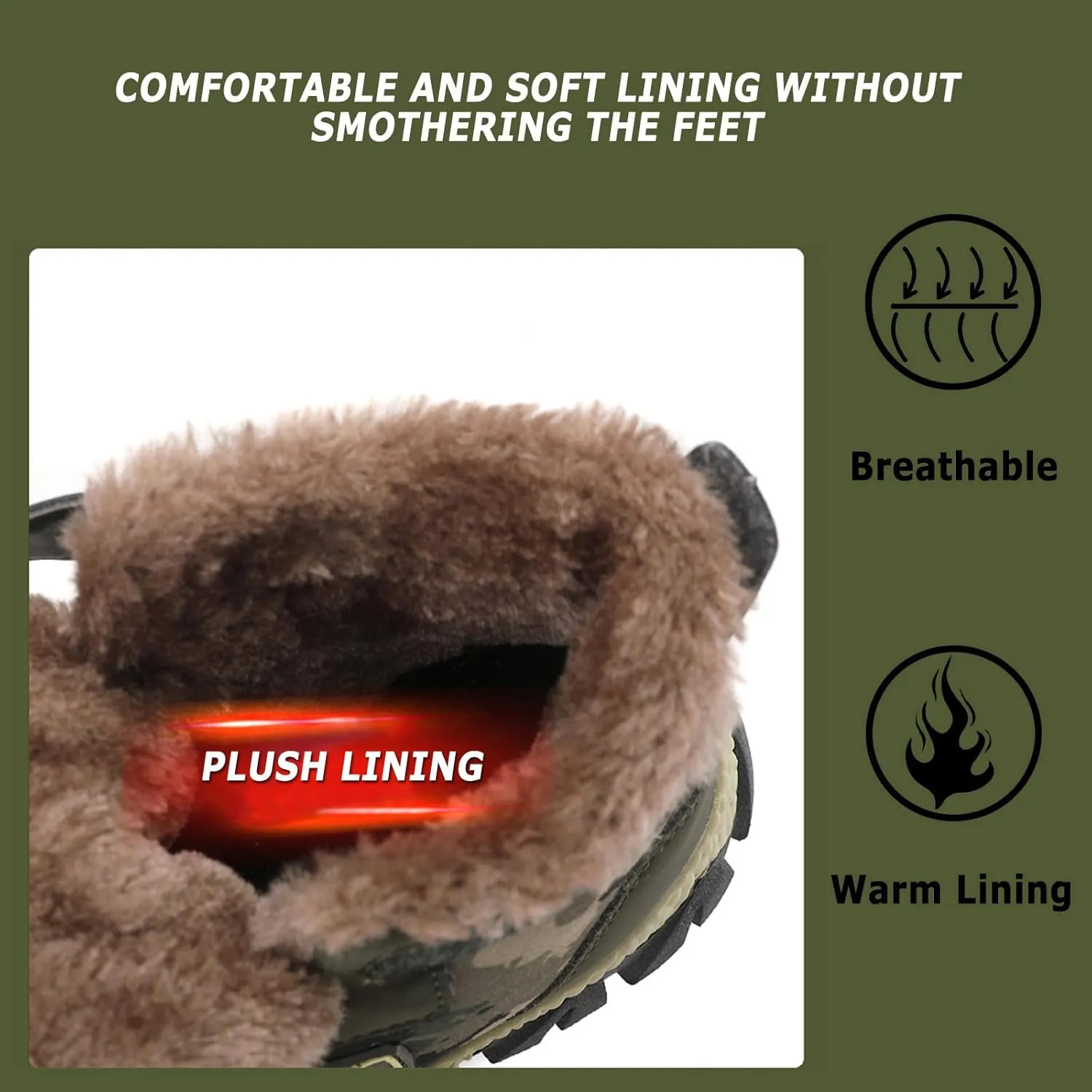 FLIOZY Kids Hiking Boots Boys Camouflage Walking Climbing Sneaker Outdoor Non-slip Warm Winter Snow Boots