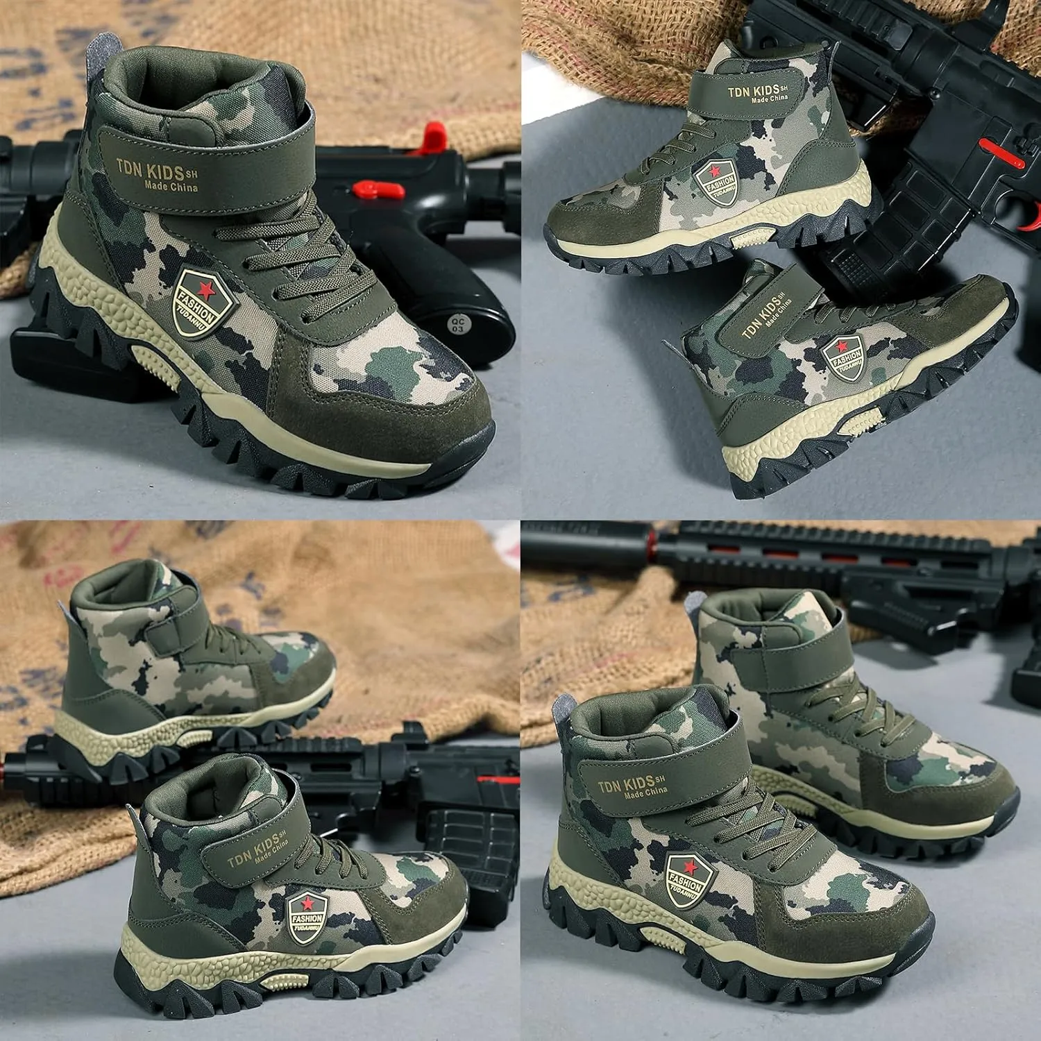 FLIOZY Kids Hiking Boots Boys Camouflage Walking Climbing Sneaker Outdoor Non-slip Warm Winter Snow Boots